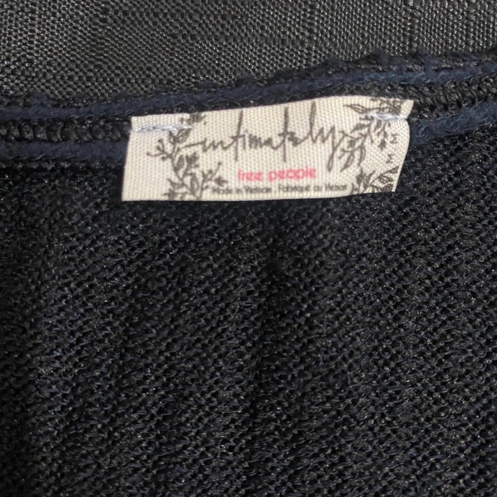 Free People Intimately Black Ribbed V-Neck Sweater - Picture 2 of 5
